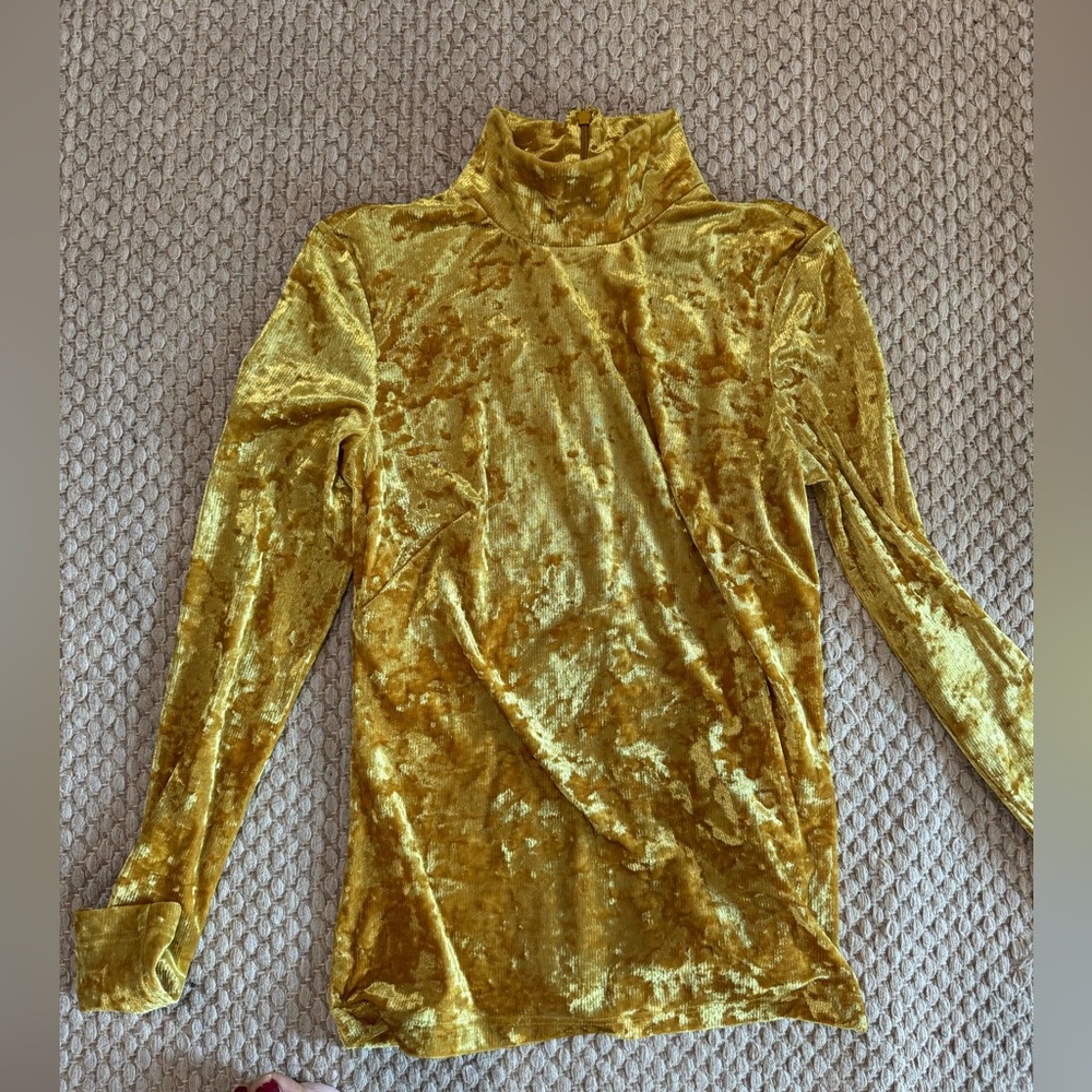 Velvet Gold Turtleneck Top